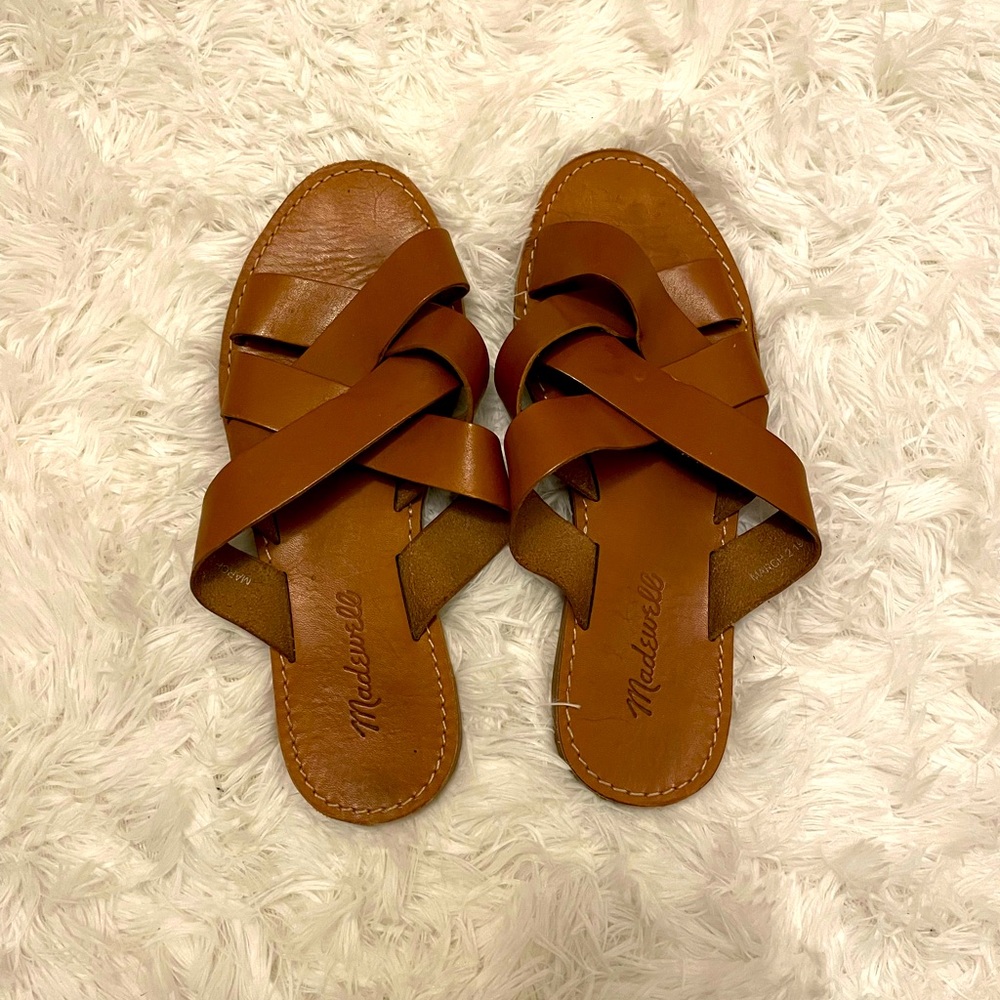 Madewell brown leather crisscross sandals